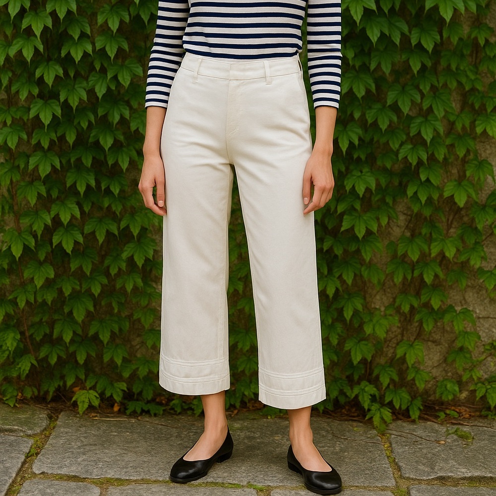 209 WST 38 White Quiet Luxury Minimalist Cropped Trousers, 4